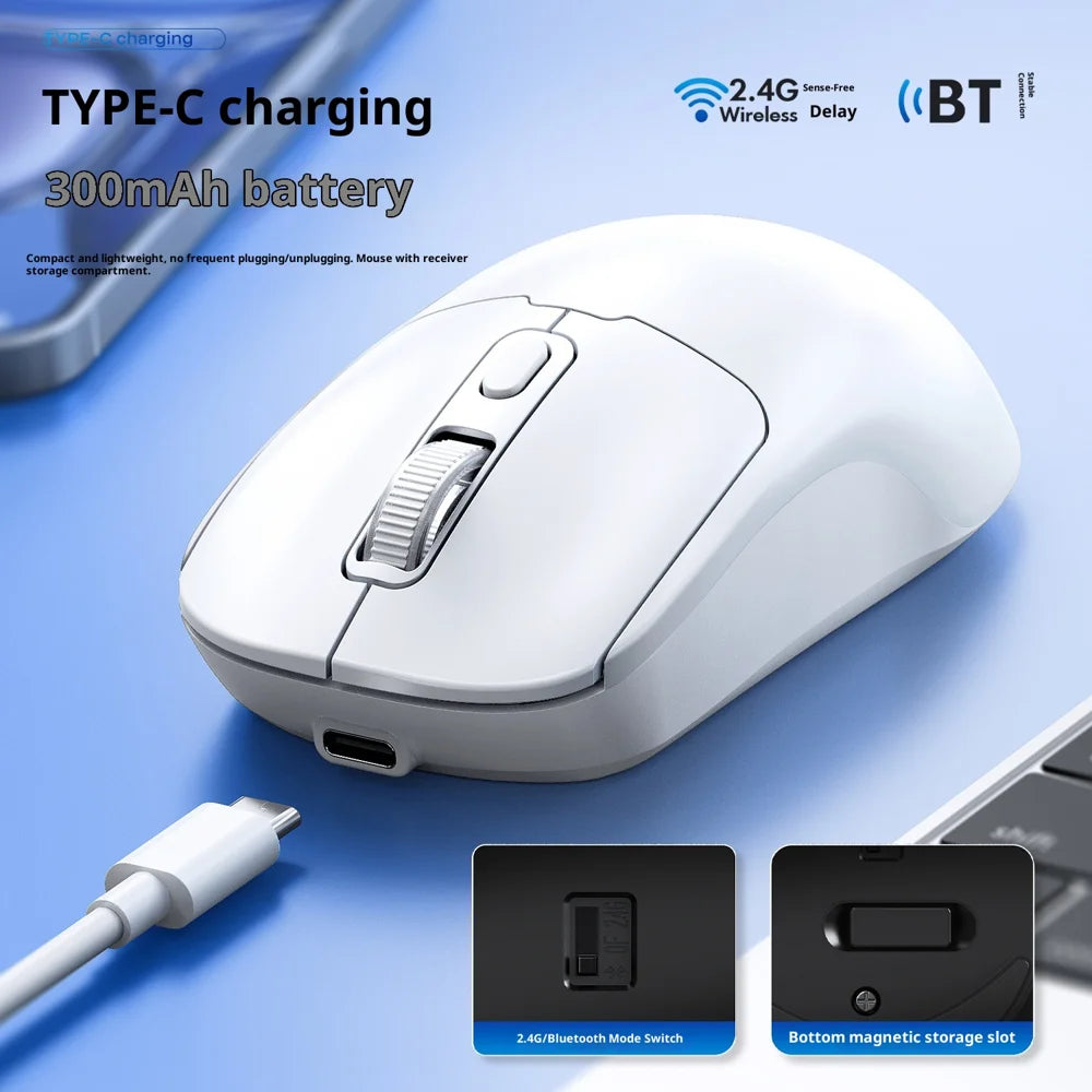 T-WOLF Q3 Wireless Mouse Dual Mode 1600 DPI 4 Buttons Rechargeable Silent Mouse for Laptop / Desktop / Tablet  - White - 2