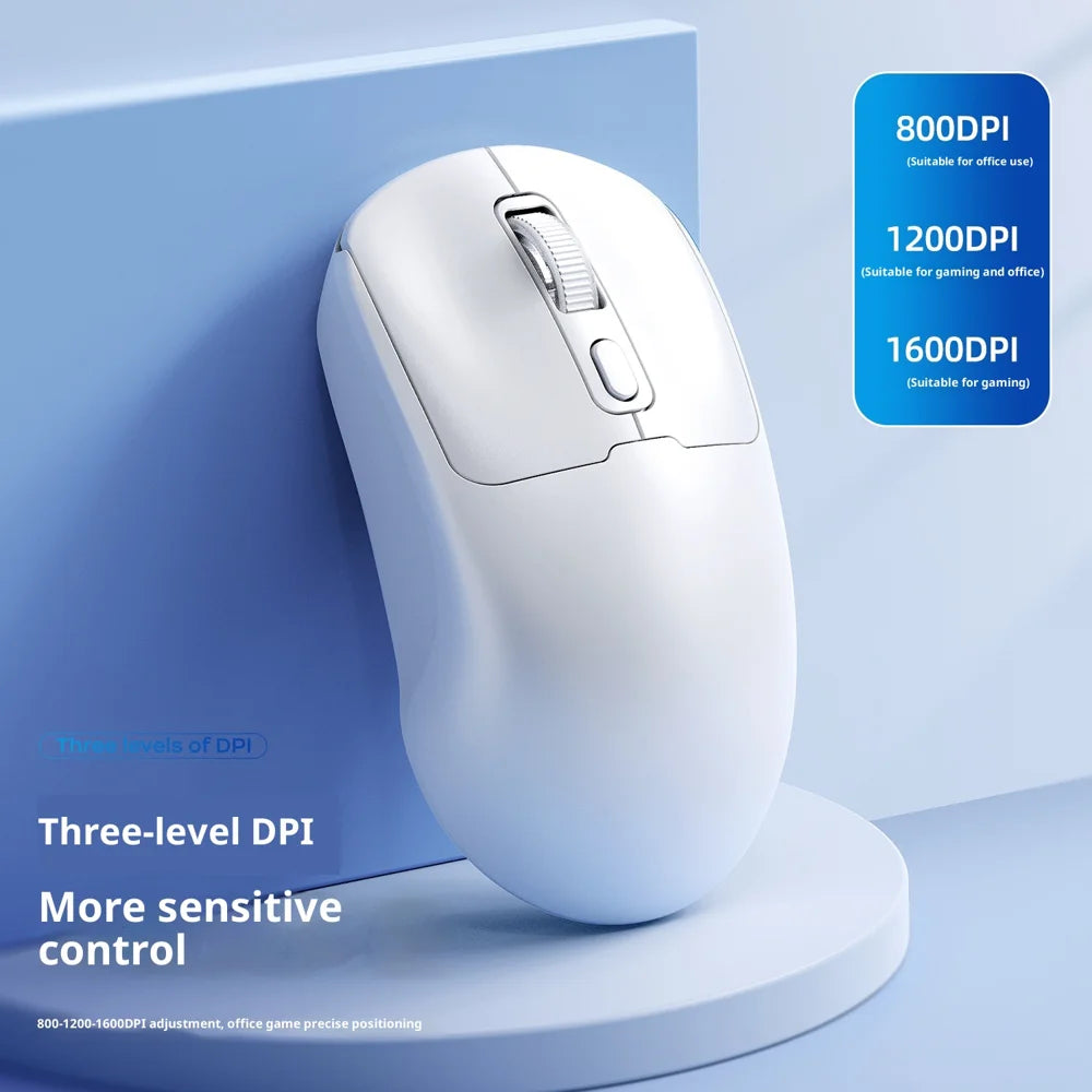 T-WOLF Q3 Wireless Mouse Dual Mode 1600 DPI 4 Buttons Rechargeable Silent Mouse for Laptop / Desktop / Tablet  - White - 3