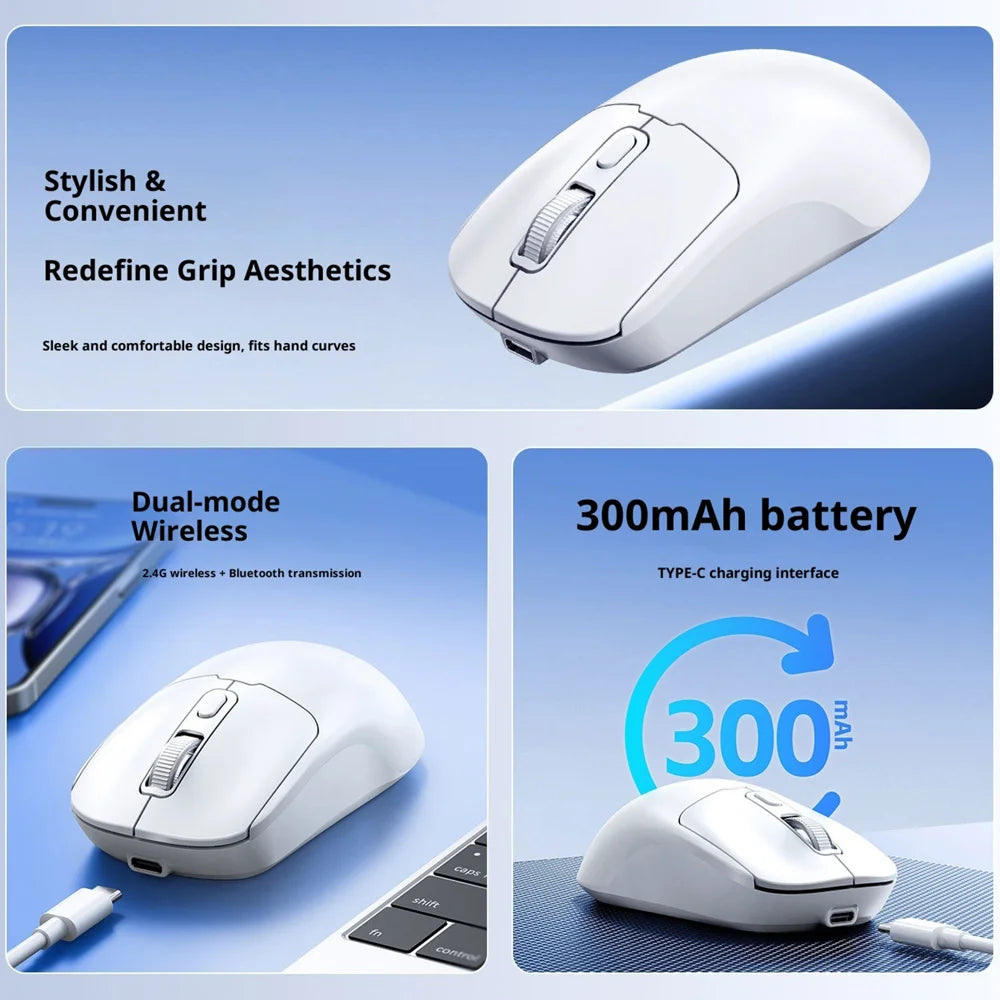 T-WOLF Q3 Wireless Mouse Dual Mode 1600 DPI 4 Buttons Rechargeable Silent Mouse for Laptop / Desktop / Tablet  - White - 6