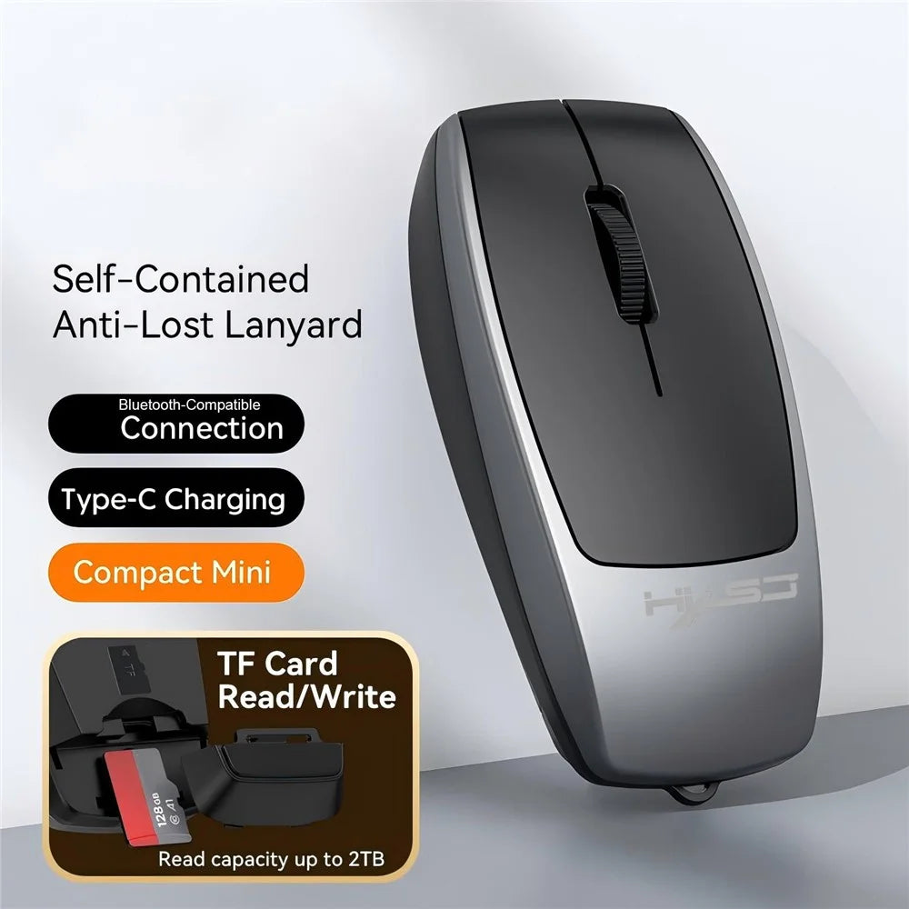 HXSJ M109 2 in 1 For Windows  /  MacOS  /  Linux 3 DPI Adjustable Bluetooth-compatible Wireless Mouse TF Card Reader - Grey - 5