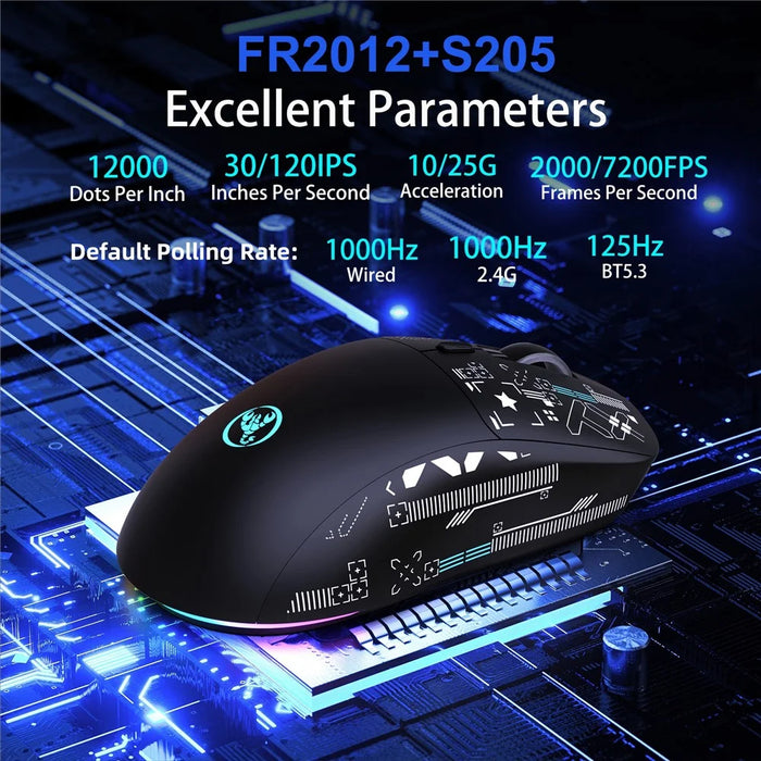 HXSJ T90 Pro 3-Mode Connection Gaming Mouse with Charging Dock Wireless RGB Backlight Silent Mouse for PC / Laptop - Black - 4