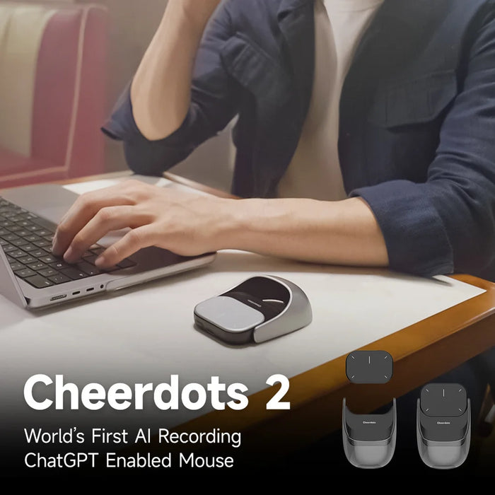CHEERDOTS 2 Magnetic Pocket Air Mouse Bluetooth-compatible Wireless Touchpad Gaming Mouse with Recording Function - Black - 4