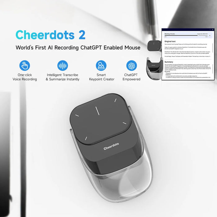 CHEERDOTS 2 Magnetic Pocket Air Mouse Bluetooth-compatible Wireless Touchpad Gaming Mouse with Recording Function - Black - 7