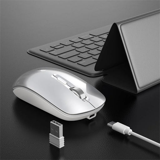 DEVIA Lingo Series Wireless Mouse Bluetooth-compatible / 2.4G Dual Mode 3 DPI Adjustable Silent Mouse - Silver - 2