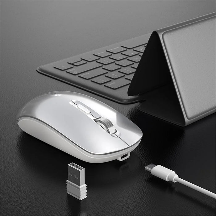 DEVIA Lingo Series Wireless Mouse Bluetooth-compatible / 2.4G Dual Mode 3 DPI Adjustable Silent Mouse - Silver - 2