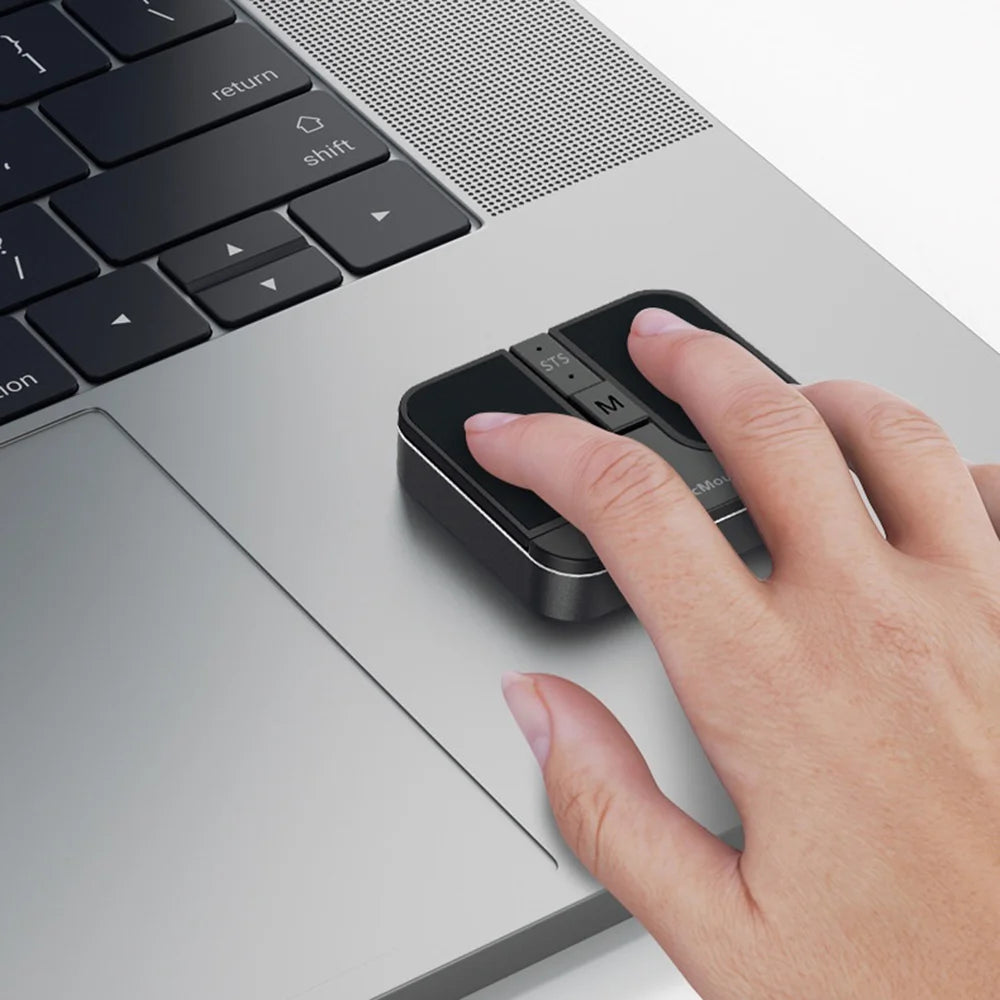 TIMEXPLAYER T2 Dual Bluetooth-compatible + 2.4G Mini Wireless Mouse Type-C Rechargeable Pressure Sensing Mouse - Black - 3