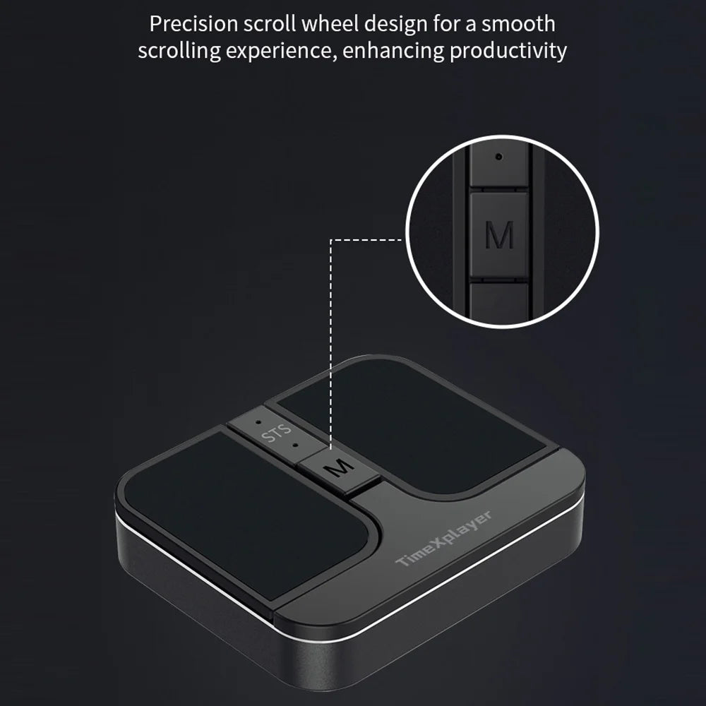 TIMEXPLAYER T2 Dual Bluetooth-compatible + 2.4G Mini Wireless Mouse Type-C Rechargeable Pressure Sensing Mouse - Black - 5