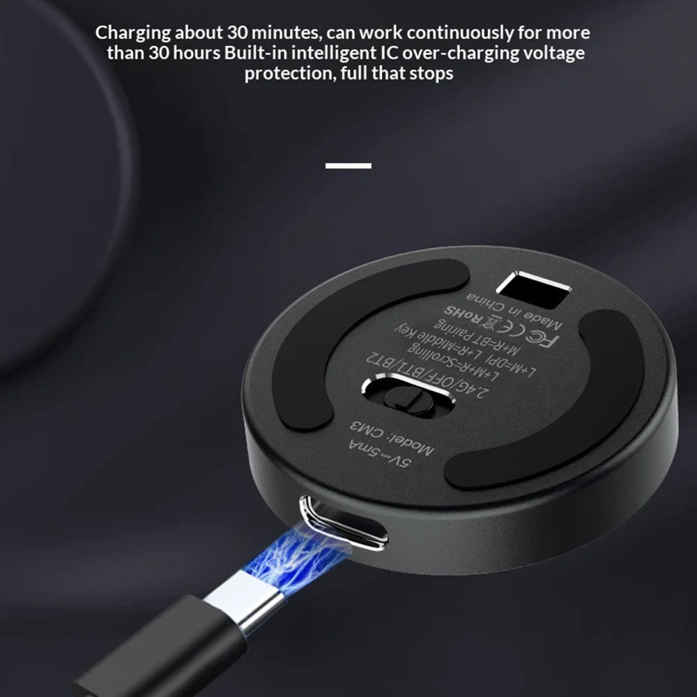CAPACMOUSE CAP3 2400 DPI Ultra Thin Mini Mouse Pressure Sensing Triple Mode Bluetooth-compatible 2.4G Wireless Mouse - Black - 4