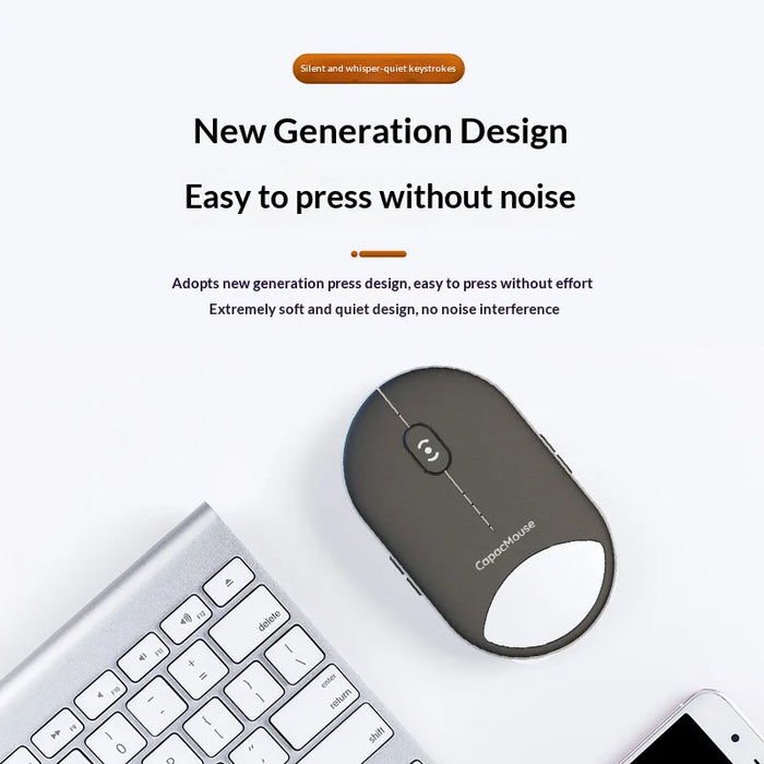 CAPACMOUSE CAP5 Silent Mouse 4 Adjustable DPI Bluetooth-compatible 5.2/2.4G/USB-C 3 Modes Mini Mouse for PC Laptop Notebook - Black - 2