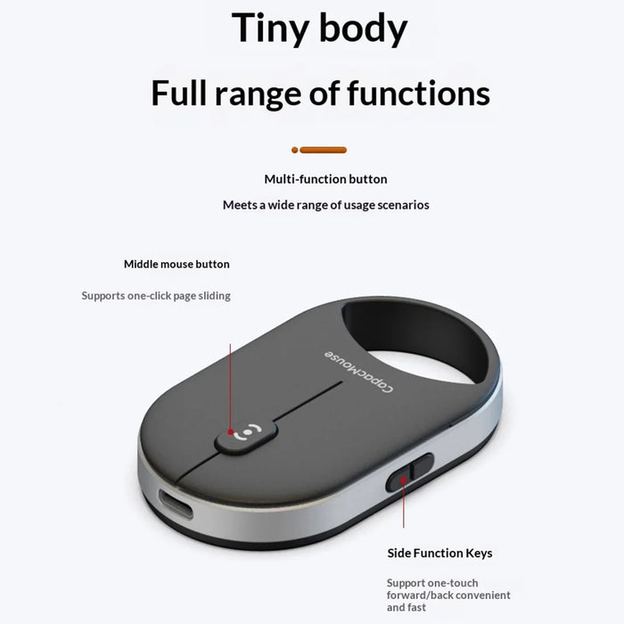 CAPACMOUSE CAP5 Silent Mouse 4 Adjustable DPI Bluetooth-compatible 5.2/2.4G/USB-C 3 Modes Mini Mouse for PC Laptop Notebook - Black - 5