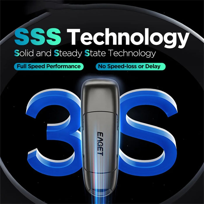 EAGET SU50 128GB Solid State Pen Drive USB 3.2 Gen1 + Type-C 2 in 1 USB Flash Drive for PC Smartphone Tablet - Black - 5