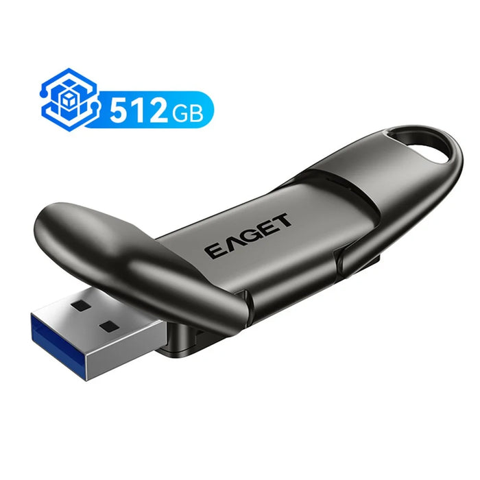 EAGET SU50 512GB Solid State Pen Drive USB 3.2 Gen1 + Type-C 2 in 1 USB Flash Drive for PC Smartphone Tablet - Black - 1