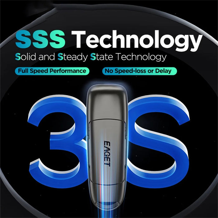 EAGET SU50 512GB Solid State Pen Drive USB 3.2 Gen1 + Type-C 2 in 1 USB Flash Drive for PC Smartphone Tablet - Black - 6