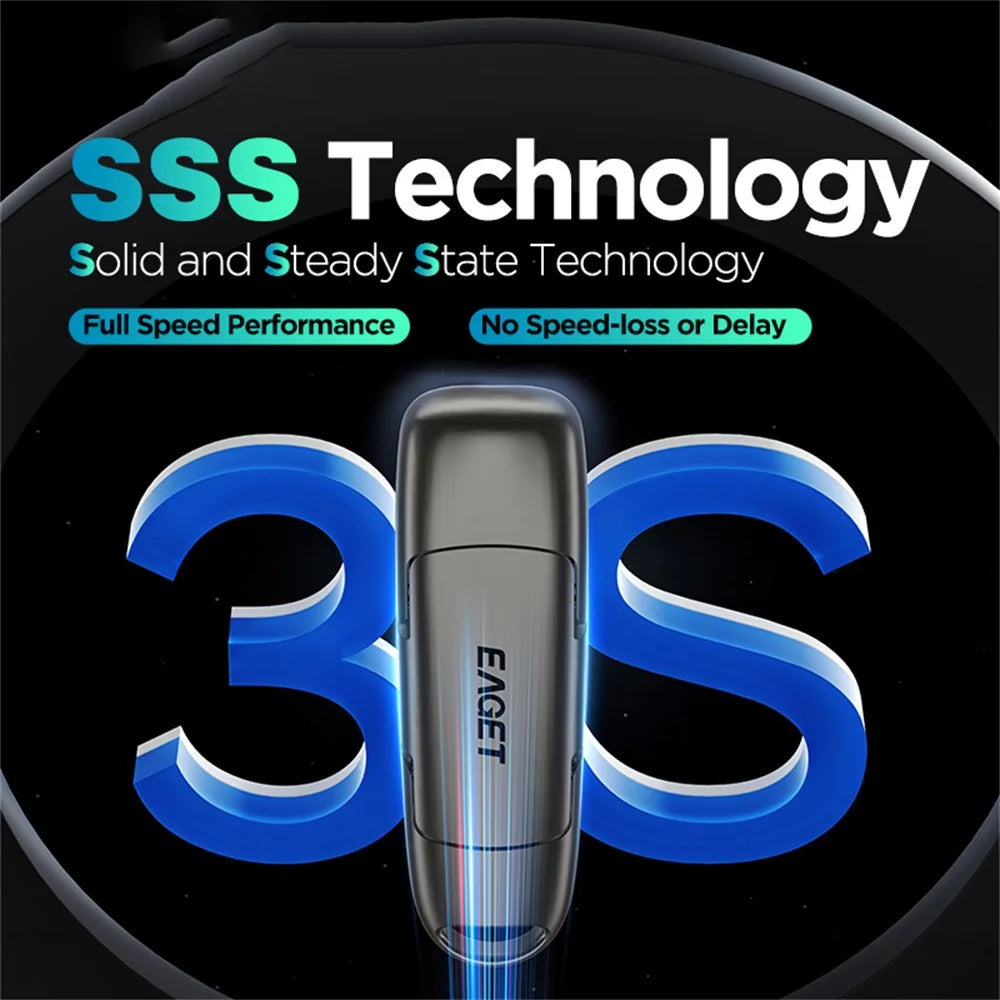 EAGET SU50 1TB Solid State Pen Drive USB 3.2 Gen1 + Type-C 2 in 1 USB Flash Drive for PC Smartphone Tablet - Black - 6