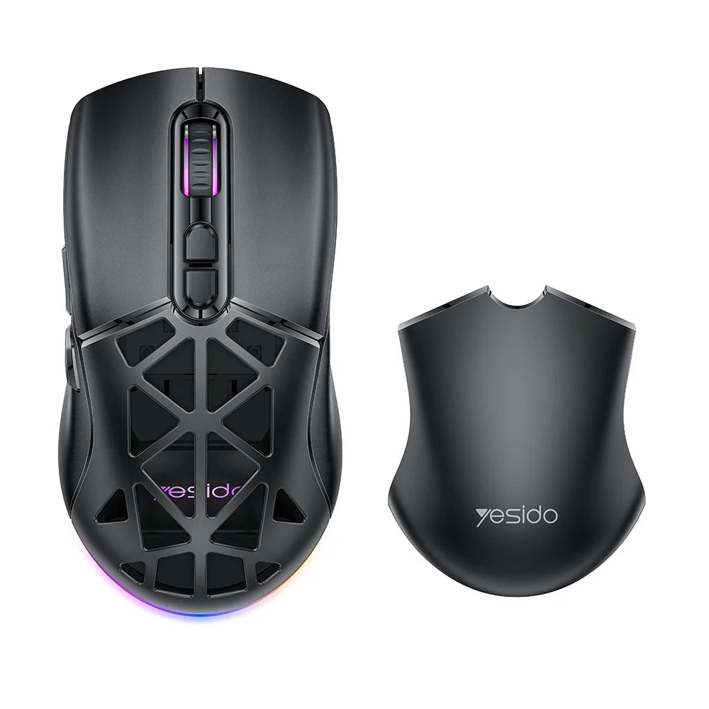 YESIDO KB46 Wireless Gaming Mouse 2.4G / Bluetooth-compatible / USB Wired Mouse with RGB Backlit - Black - 1