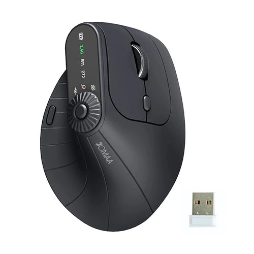 JOMAA JOM001 Wireless Vertical Mouse 2.4G  /  Bluetooth-compatible Tri-mode LED Display Ergonomic Rechargeable Mouse for Office - Black - 1