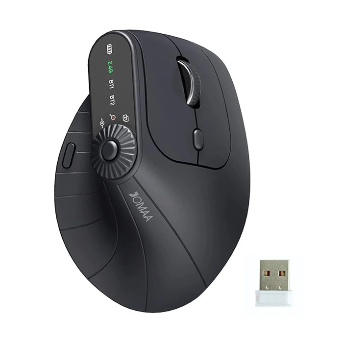 JOMAA JOM001 Wireless Vertical Mouse 2.4G  /  Bluetooth-compatible Tri-mode LED Display Ergonomic Rechargeable Mouse for Office - Black - 1