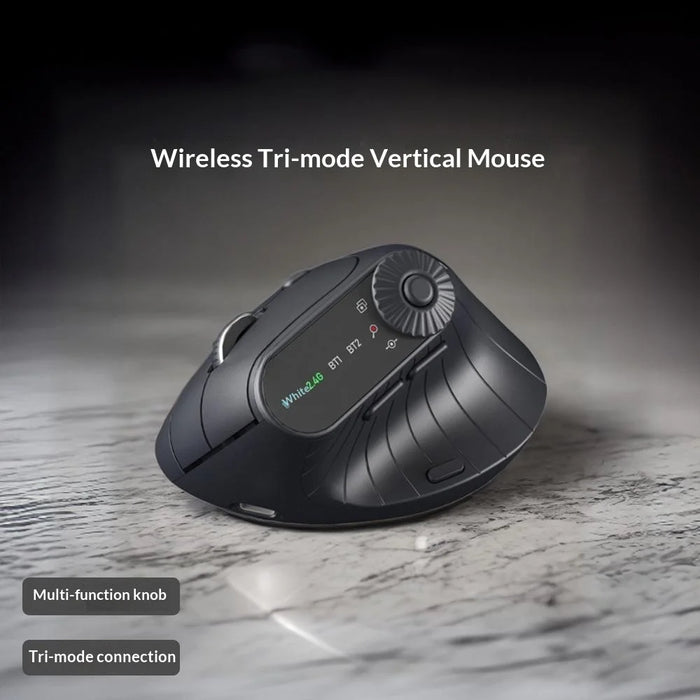 JOMAA JOM001 Wireless Vertical Mouse 2.4G  /  Bluetooth-compatible Tri-mode LED Display Ergonomic Rechargeable Mouse for Office - Black - 2