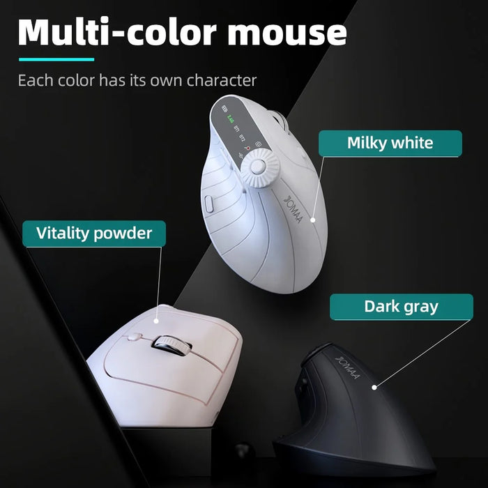 JOMAA JOM001 Wireless Vertical Mouse 2.4G  /  Bluetooth-compatible Tri-mode LED Display Ergonomic Rechargeable Mouse for Office - Black - 5