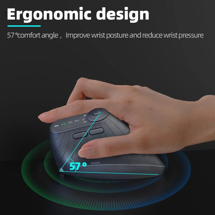 JOMAA JOM001 Wireless Vertical Mouse 2.4G  /  Bluetooth-compatible Tri-mode LED Display Ergonomic Rechargeable Mouse for Office - Black - 7