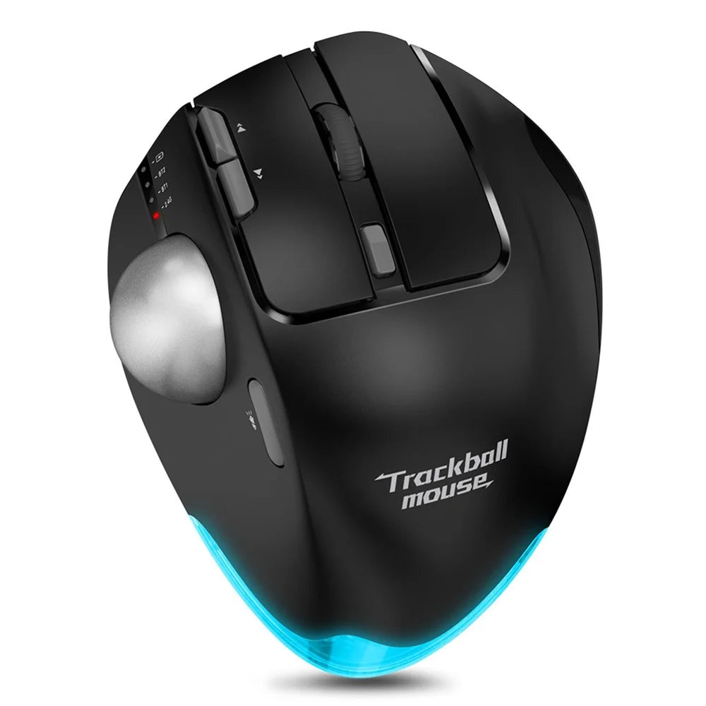 F-33 Trackball Wireless Mouse 2.4G Bluetooth-compatible RGB Ergonomic Rechargeable Cordless Mouse for Gaming Office - Black - 1