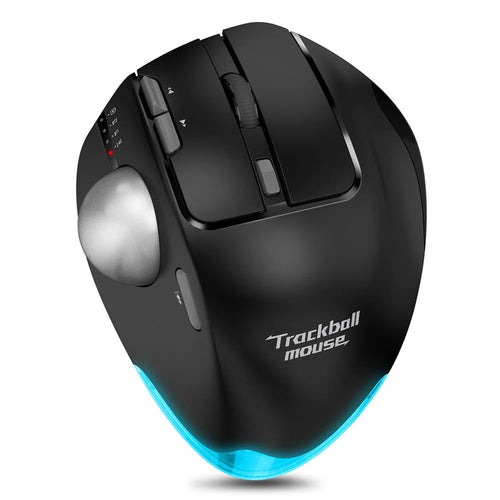 F-33 Trackball Wireless Mouse 2.4G Bluetooth-compatible RGB Ergonomic Rechargeable Cordless Mouse for Gaming Office - Black - 1