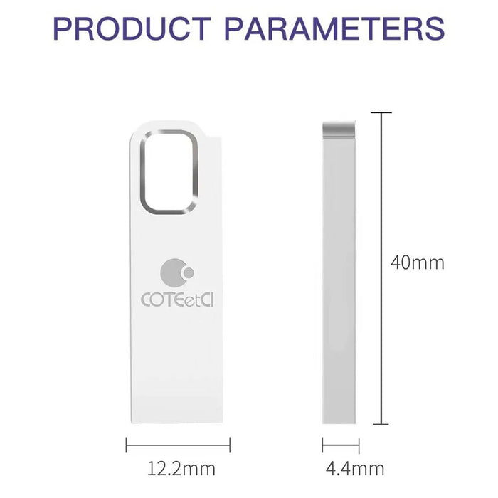 COTECI CS8831 64GB USB 3.0 Flash Drive Zinc Alloy Portable Memory Stick with Hanging Hole - Silver White - 5