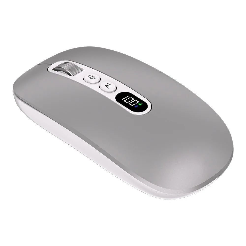 M191 AI Smart Voice Mouse Wireless 2.4G Bluetooth-compatible Triple Mode Office Translation Silent Computer Mice - Silver - 2