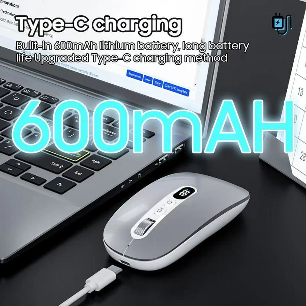 M191 AI Smart Voice Mouse Wireless 2.4G Bluetooth-compatible Triple Mode Office Translation Silent Computer Mice - Silver - 6