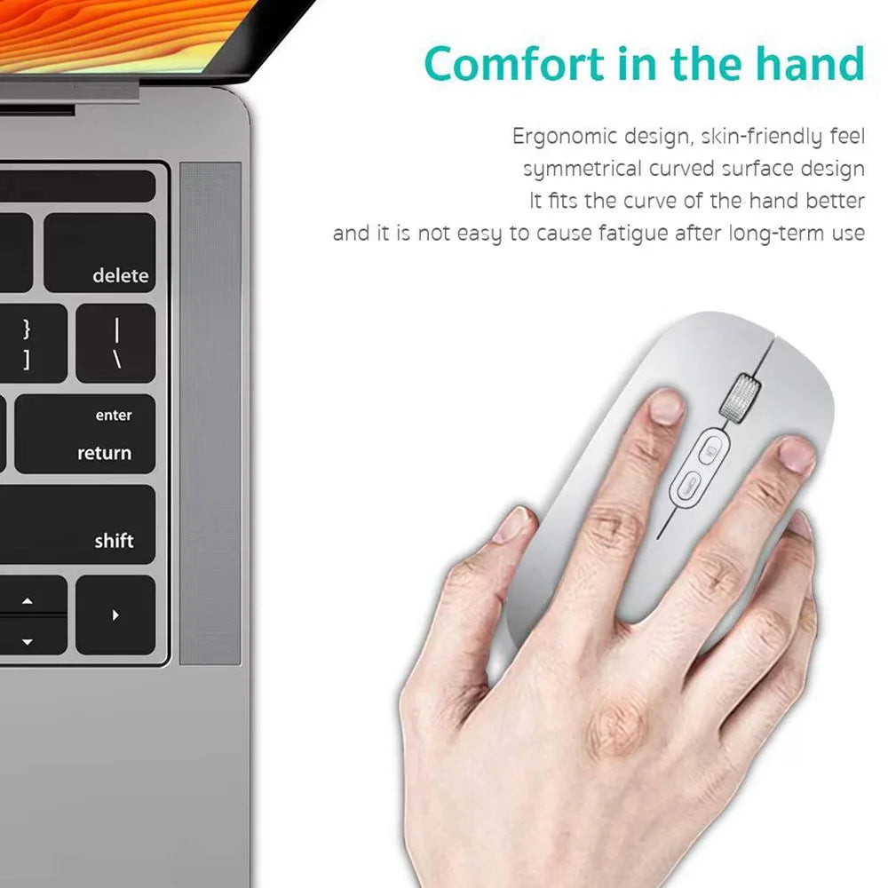 COTECI 84005 Wireless Mouse Bluetooth-Compatible 3 DPI Levels Type-C Charging Mute Design - Silver - 5