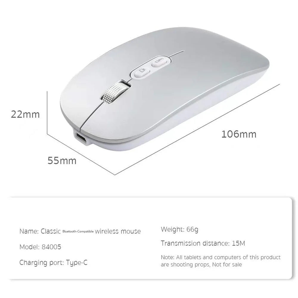 COTECI 84005 Wireless Mouse Bluetooth-Compatible 3 DPI Levels Type-C Charging Mute Design - Silver - 6