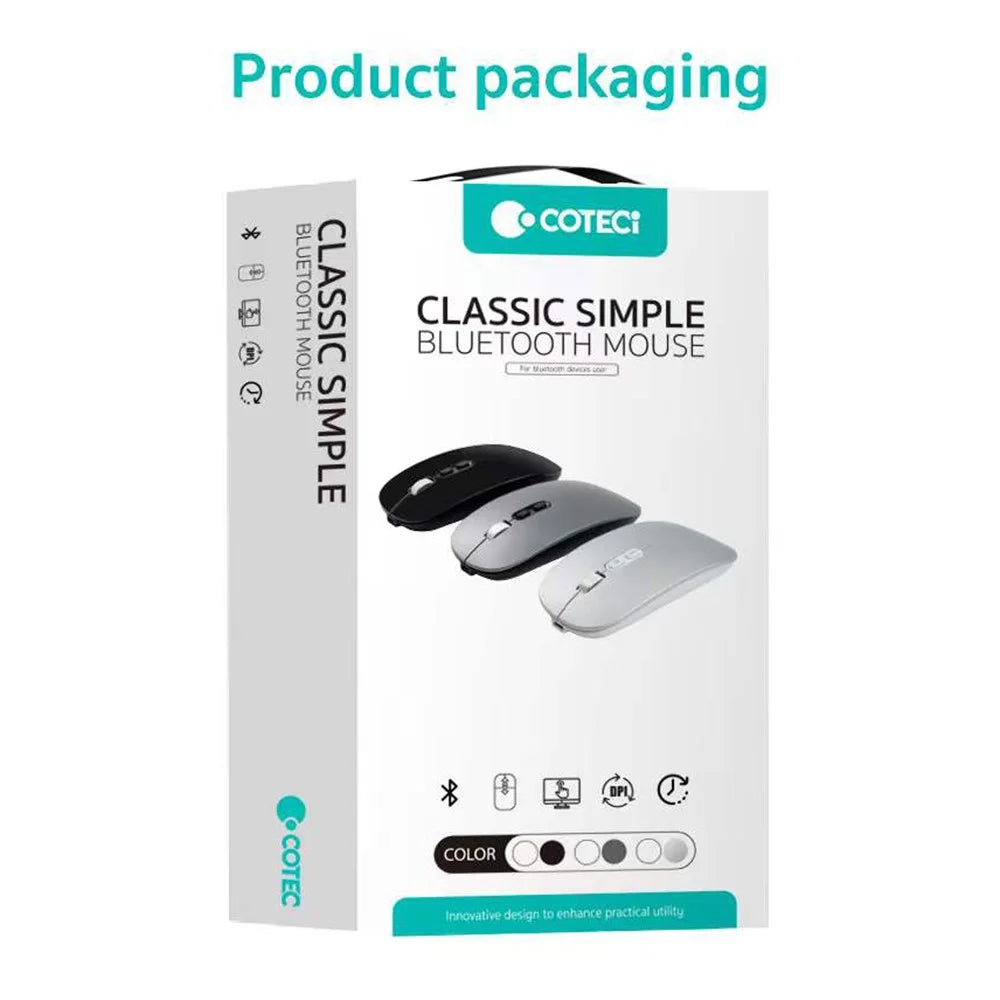 COTECI 84005 Wireless Mouse Bluetooth-Compatible 3 DPI Levels Type-C Charging Mute Design - Silver - 7