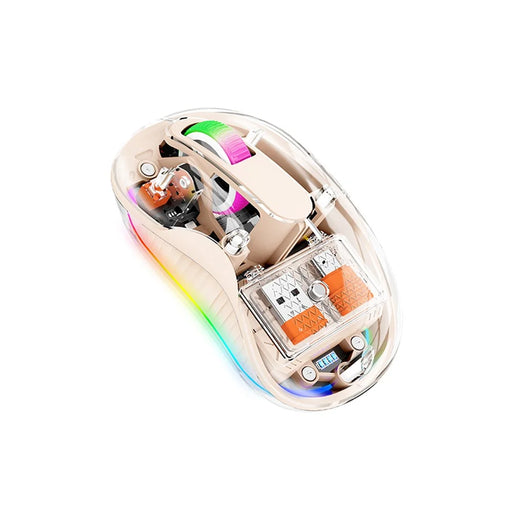 COTECI OF-005 Crystal Mouse III Transparent Wireless Mouse 2.4G Bluetooth-compatible Dual Mode - Tea Color - 1