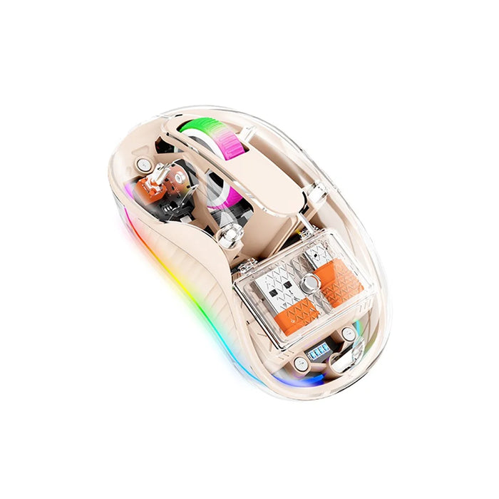 COTECI OF-005 Crystal Mouse III Transparent Wireless Mouse 2.4G Bluetooth-compatible Dual Mode - Tea Color - 1