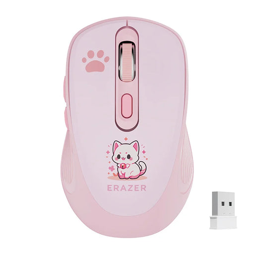 ERAZER N300 Cute Cat Pattern 2.4G/Bluetooth-compatible Dual Mode Wireless Mouse for Office Laptop Computer Gaming (Invested By Lenovo) - Peach Pink - 1