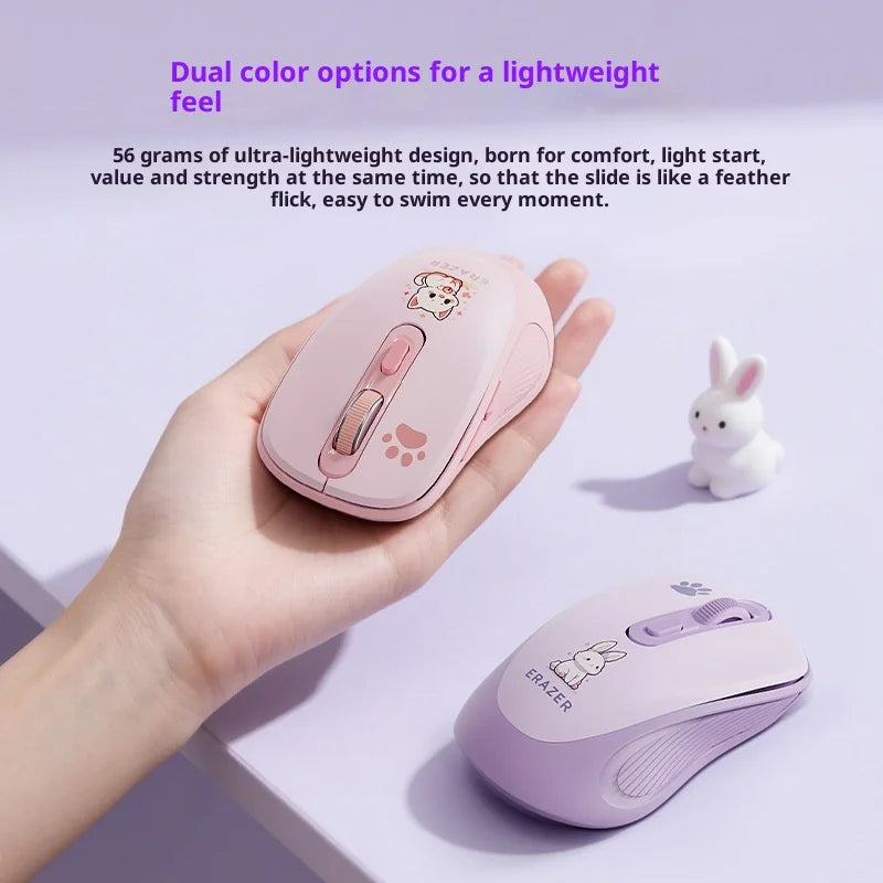 ERAZER N300 Cute Cat Pattern 2.4G/Bluetooth-compatible Dual Mode Wireless Mouse for Office Laptop Computer Gaming (Invested By Lenovo) - Peach Pink - 4