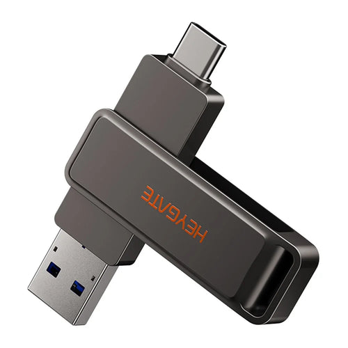 HEYGATE L1 32GB Flash Drive 2 in 1 USB-A + USB-C High Speed Memory Stick for Phone PC Laptop - Black - 1