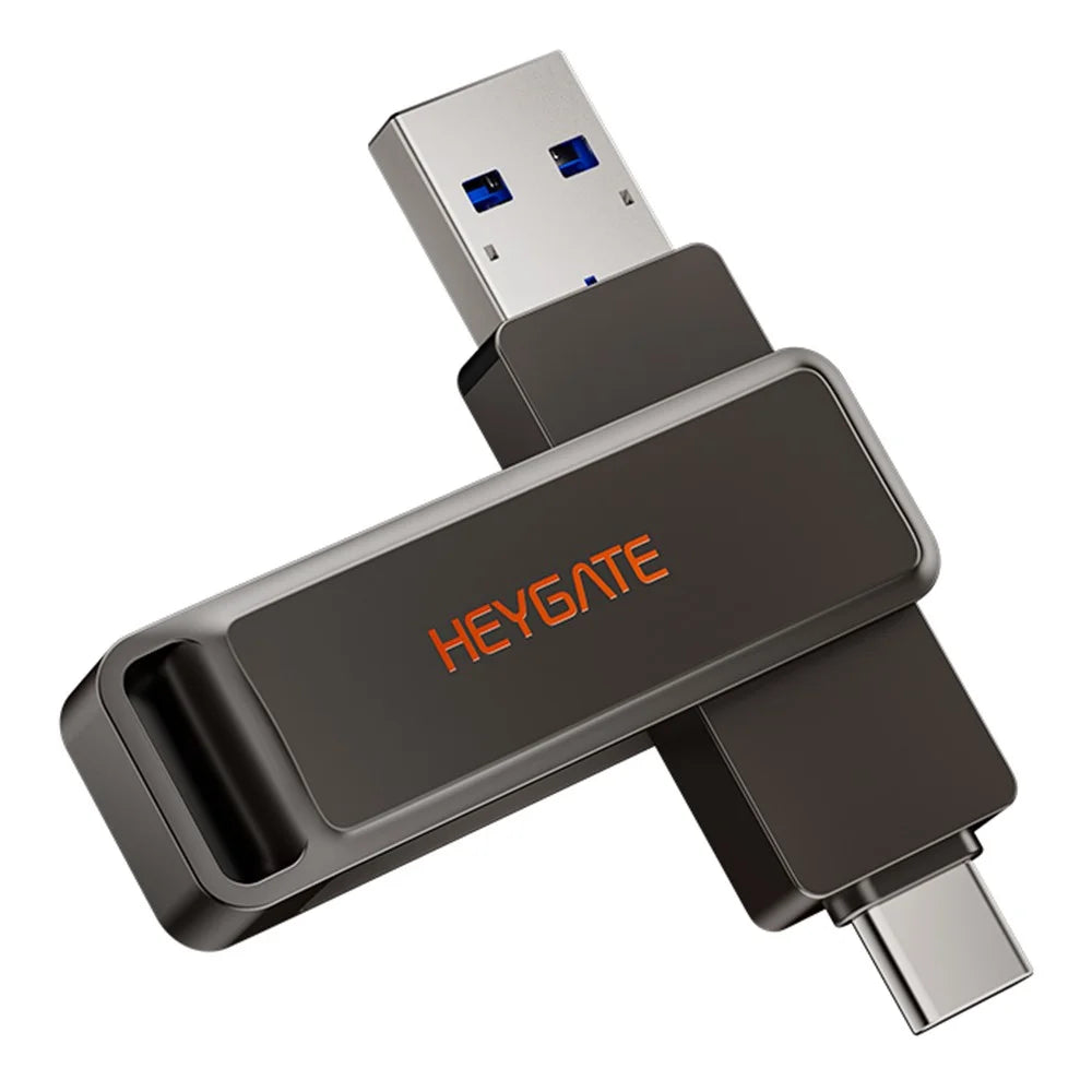 HEYGATE L1 32GB Flash Drive 2 in 1 USB-A + USB-C High Speed Memory Stick for Phone PC Laptop - Black - 2