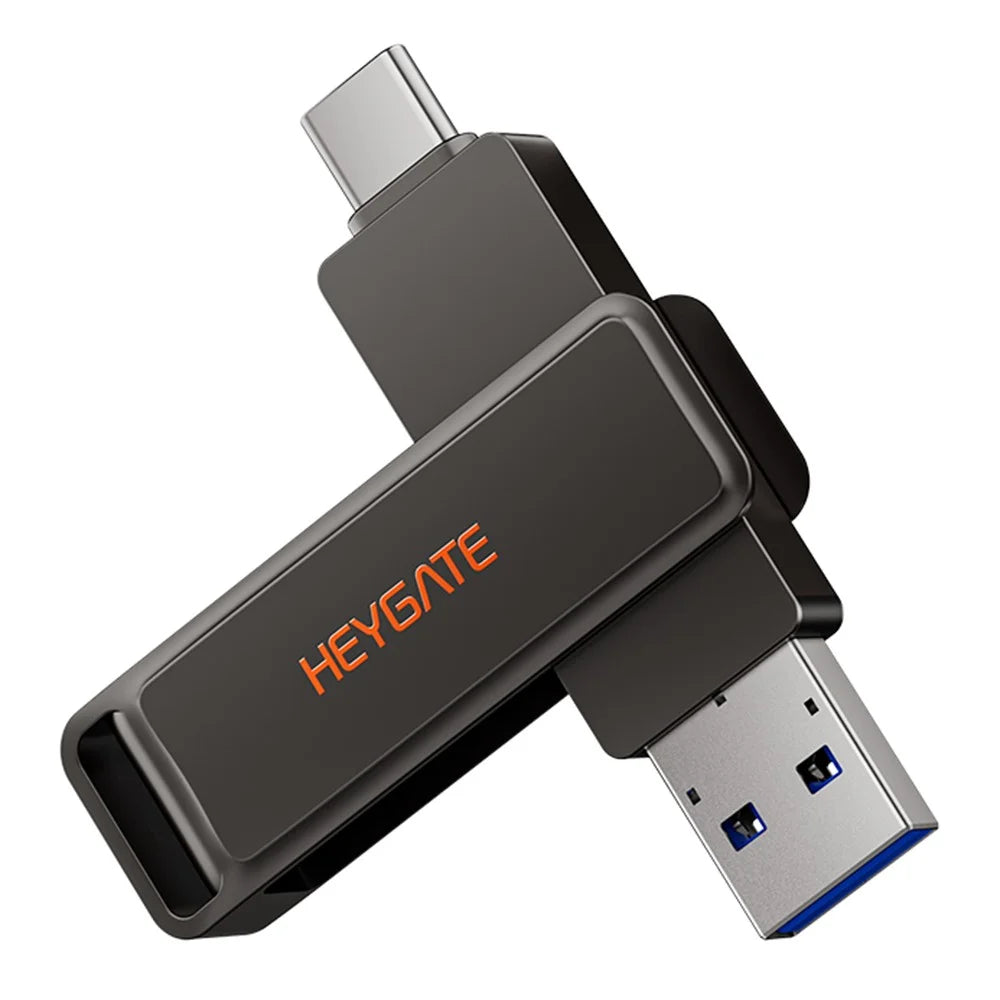 HEYGATE L1 32GB Flash Drive 2 in 1 USB-A + USB-C High Speed Memory Stick for Phone PC Laptop - Black - 3
