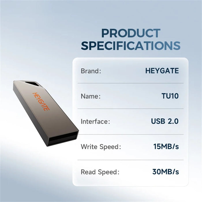 HEYGATE TU10 8GB USB Flash Drive Mini Pendrive Aluminum Alloy USB 2.0 Memory Stick Plug and Play - 7