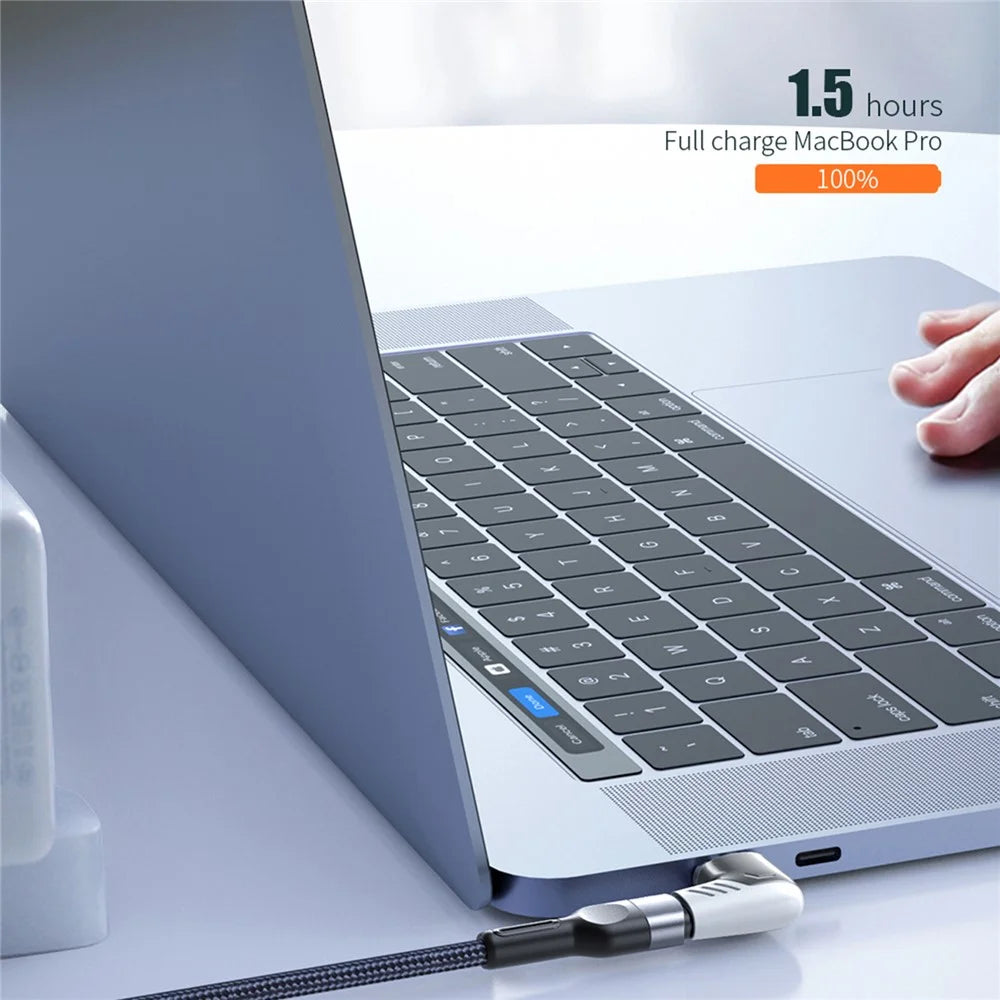 5A 100W PD Side Magnetic Suction Adapter Type-C Elbow Fast Charging Converter Plug for MacBook - Black - 2