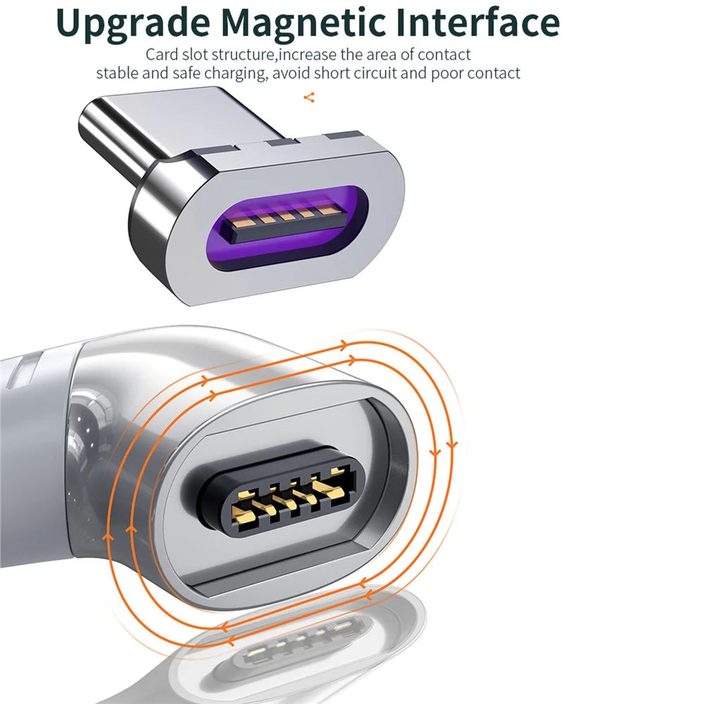 5A 100W PD Side Magnetic Suction Adapter Type-C Elbow Fast Charging Converter Plug for MacBook - Black - 7