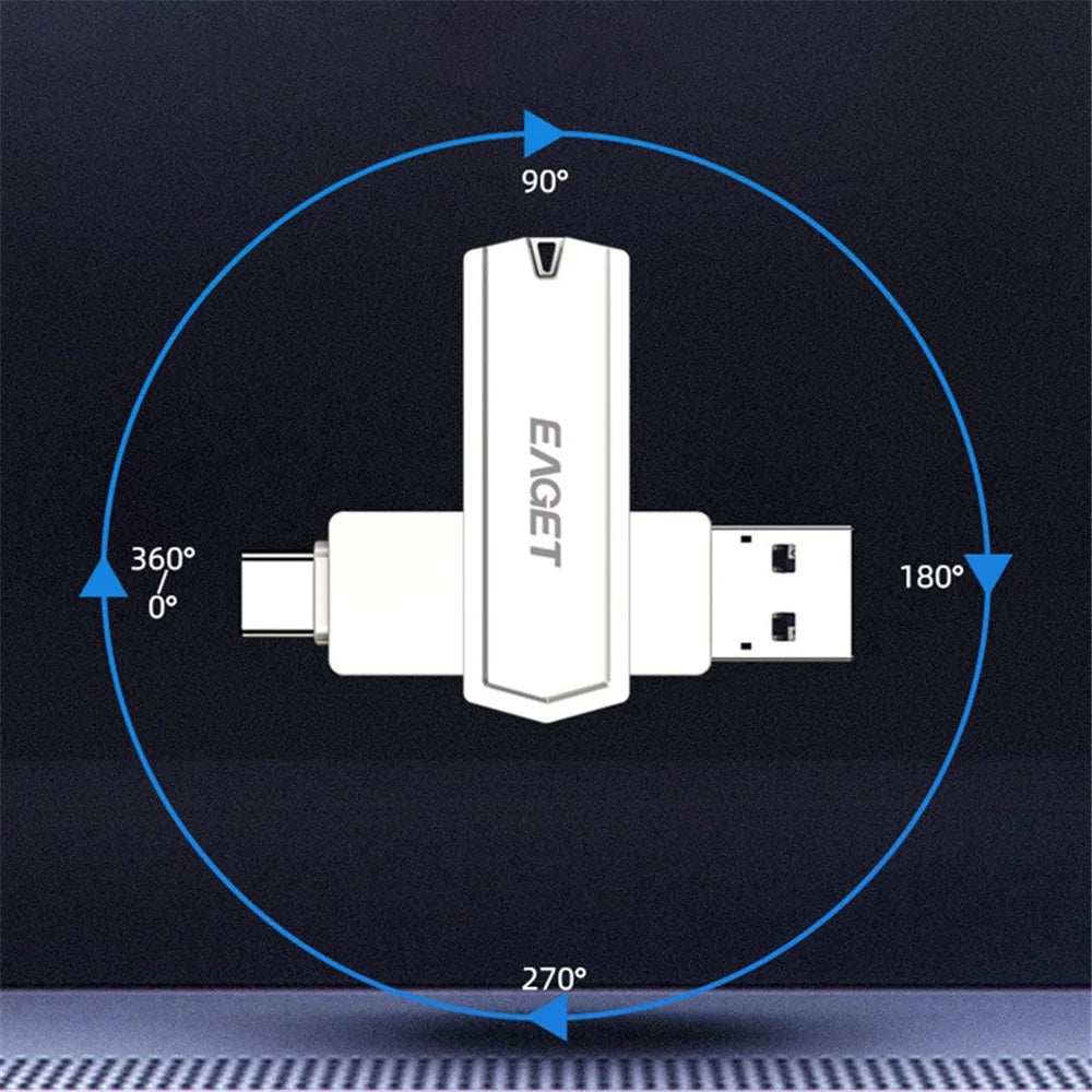 EAGET CF22 128GB Zinc Alloy Memory Stick for Type-C Phone Tablet Laptop Type C+USB 3.0 Flash Drive - 4