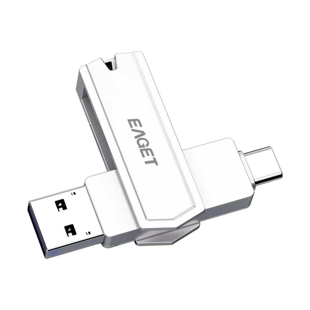 EAGET CF22 32GB 360 Degrees Rotating Memory Stick 2-in-1 Type C+USB 3.0 Flash Drive for Type-C Phone Tablet Laptop - 1