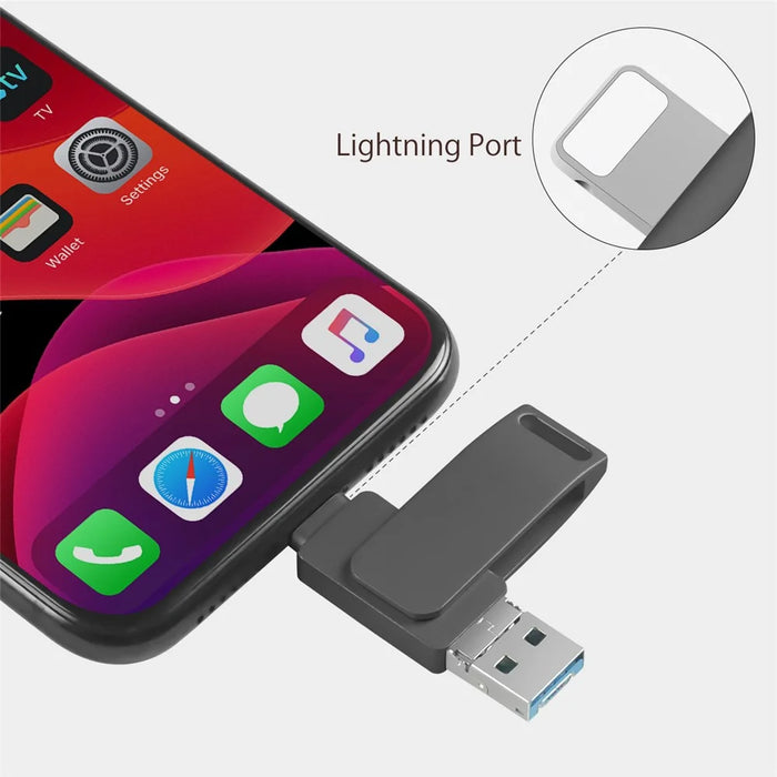 RICHWELL R-PK004 512GB Large Capacity Flash Drive 3 in 1 Lightning/Micro USB/USB 3.0 Memory Stick OTG U Disk - Black - 5