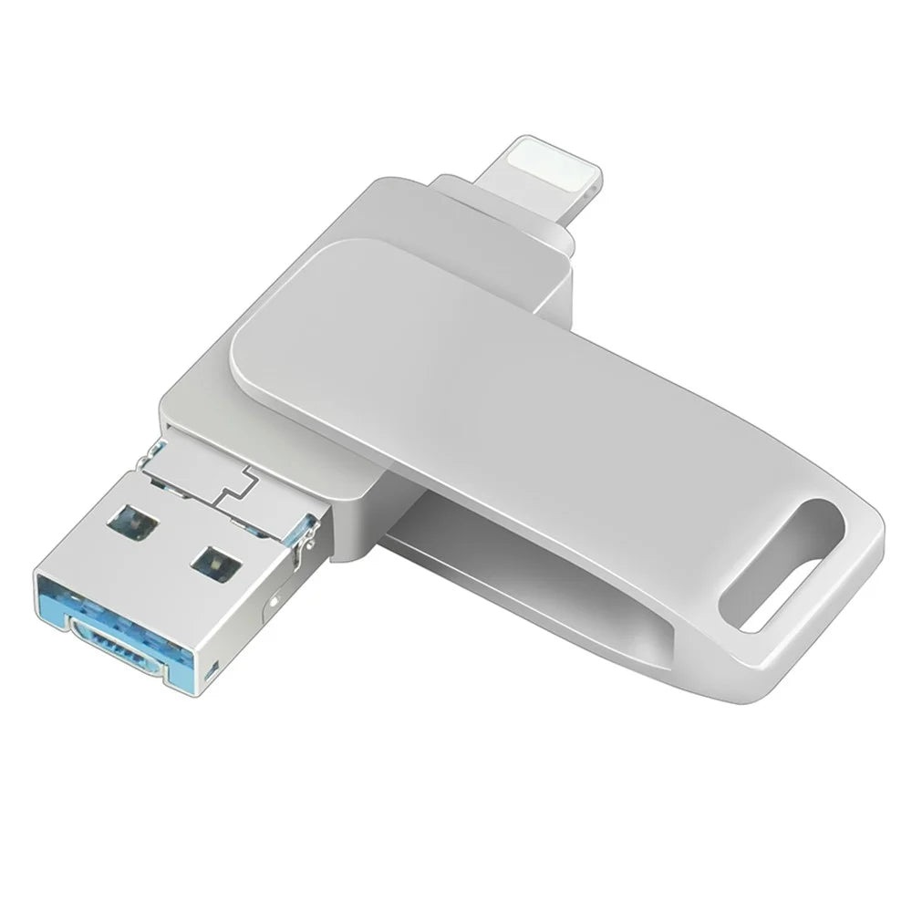 RICHWELL R-PK004 16GB OTG U Disk Memory Stick Lightning/Micro USB/USB 3.0 3 in 1 Rotary Flash Drive - Silver - 1