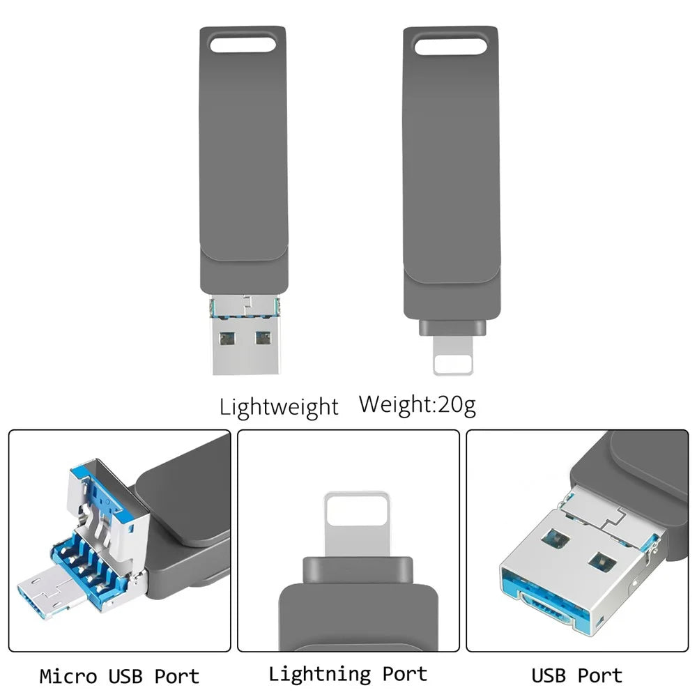 RICHWELL R-PK004 8GB Portable Memory Stick 3 in 1 Lightning/Micro USB/USB 3.0 Flash Drive OTG U Disk - Silver - 6