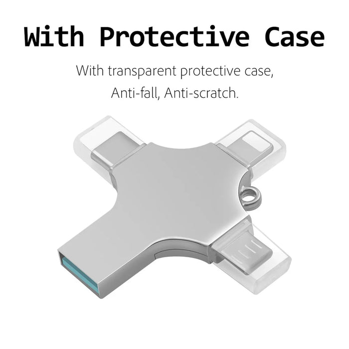 RICHWELL R-SZPM 512G Large Capacity USB 3.0 Flash Drive Type C/Lightning/Micro USB Adapter - Silver - 2