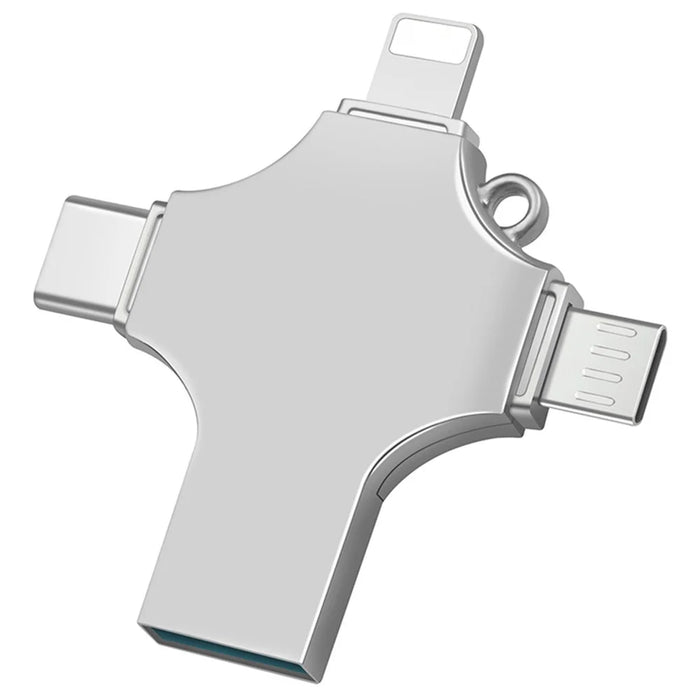 RICHWELL R-SZPM 128G USB 3.0 Flash Drive 4-in-1 External Storage Adapter for 8-Pin and Android - Silver - 1