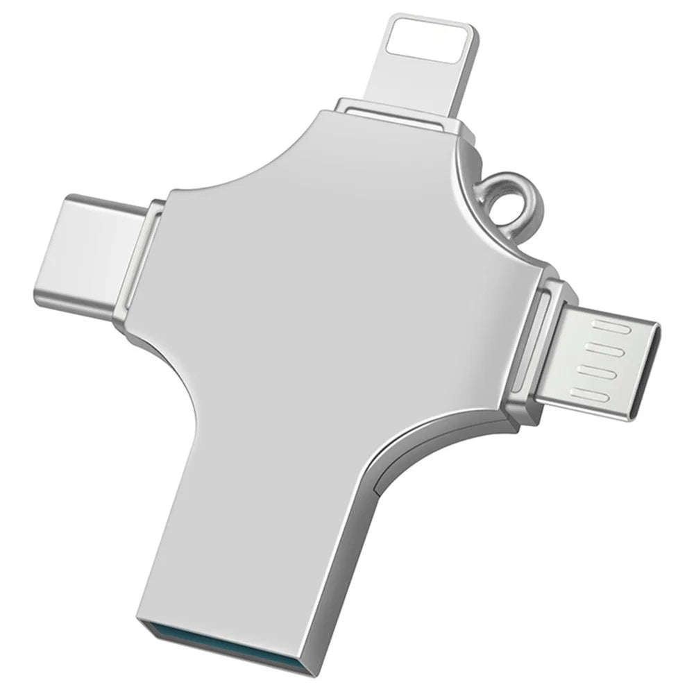 RICHWELL R-SZPM 256G 4-in-1 USB Flash Drive Fast Read and Write Speed USB 3.0 External Storage Thumb Drive for Phones and Computers - Silver - 1